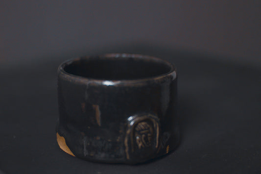 cup, black glaze, glossy, stoneware