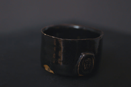 cup, black glaze, glossy, stoneware