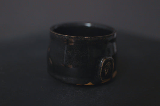 cup, black glaze, glossy, stoneware