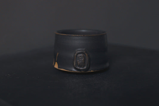 cup, black glaze, matte, stoneware