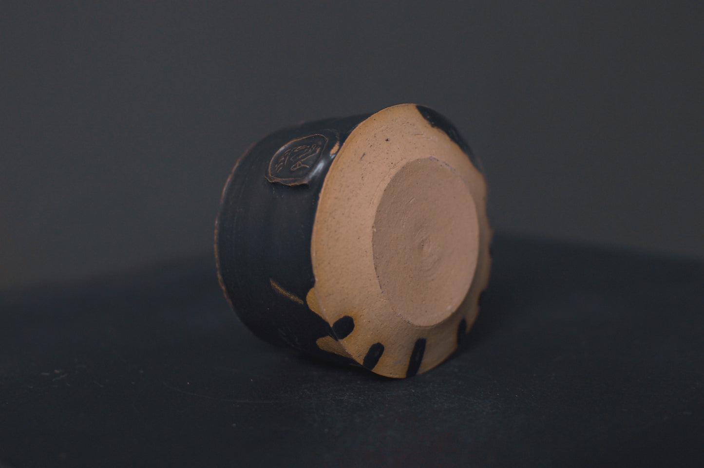cup, black glaze, matte, stoneware