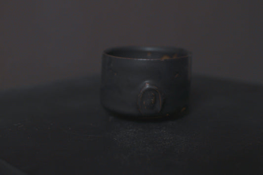 cup, black glaze, matte, stoneware