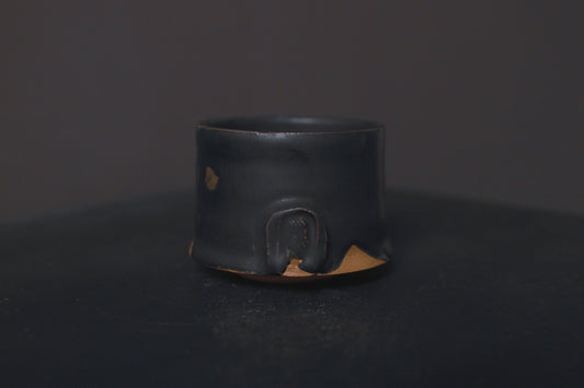 cup, black glaze, matte, stoneware