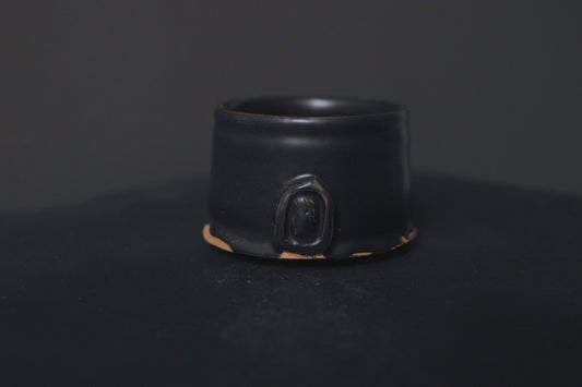 cup, black glaze, matte, stoneware