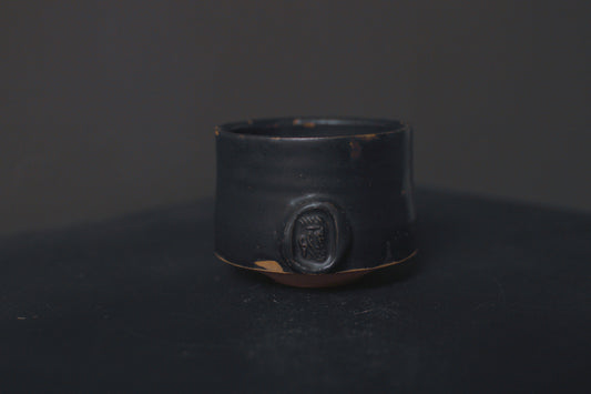cup, black glaze, matte, stoneware