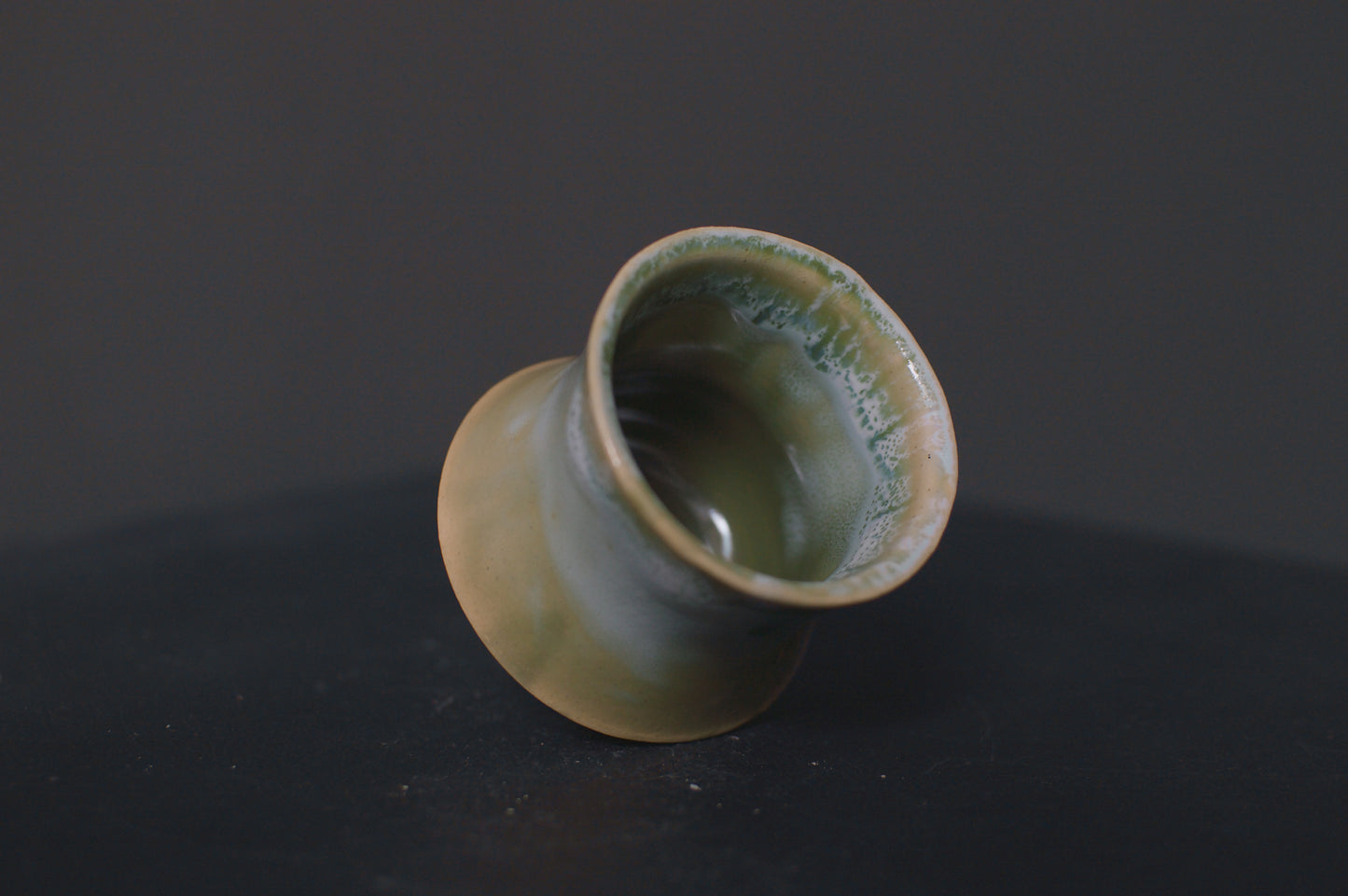 cup, jade green glaze, stoneware