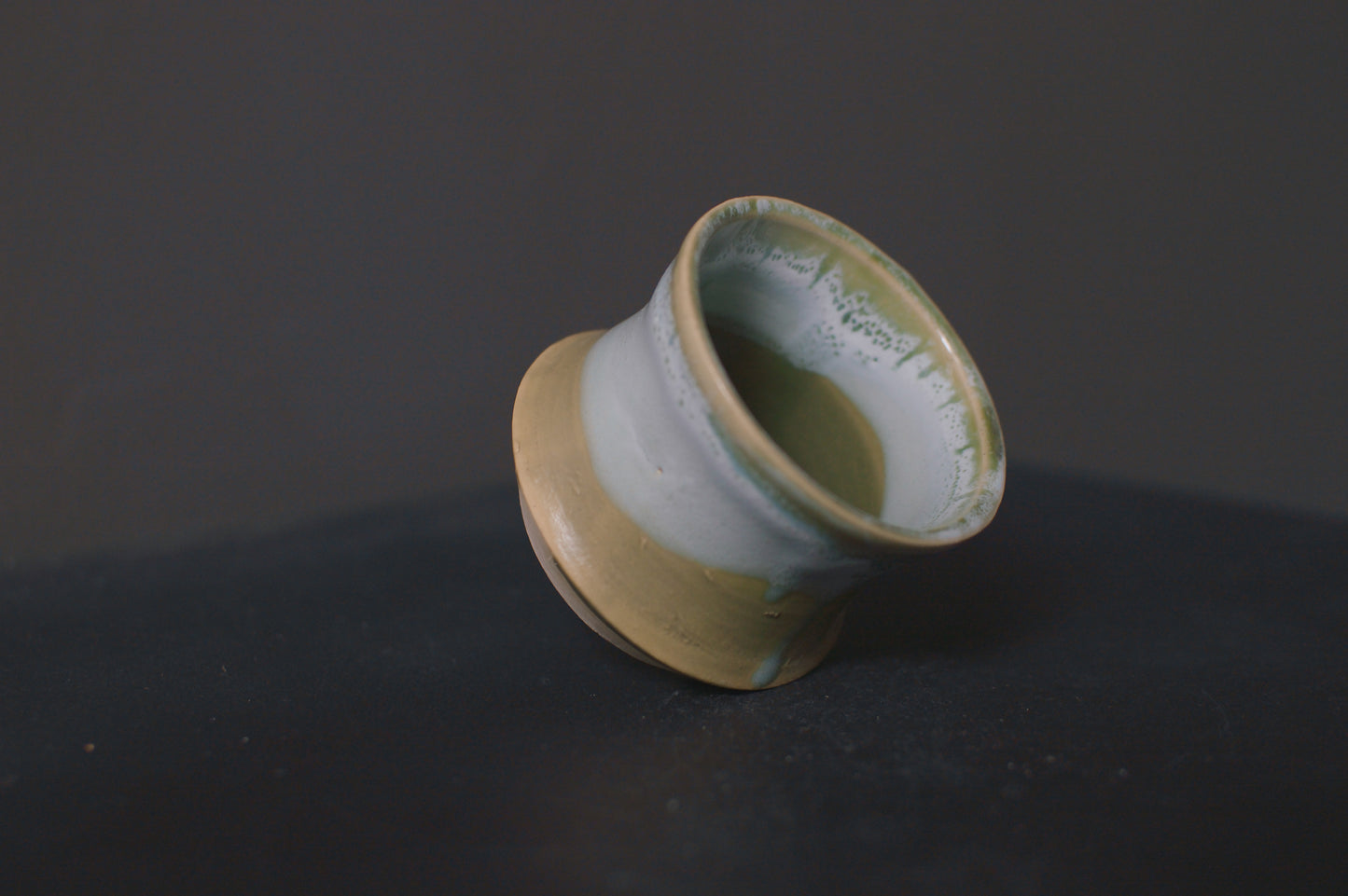 cup, jade green glaze, stoneware