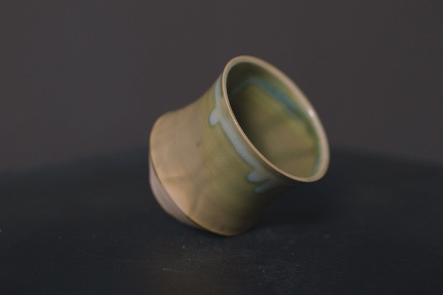 cup, jade green glaze, stoneware