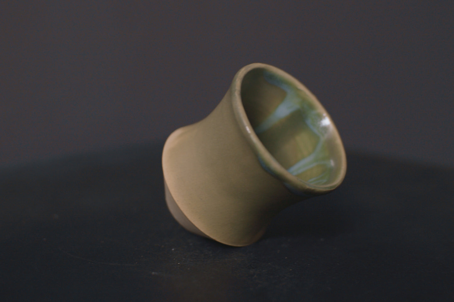 cup, jade green glaze, stoneware