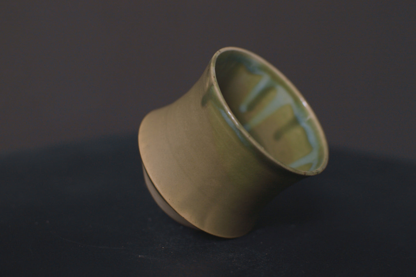 cup, jade green glaze, stoneware