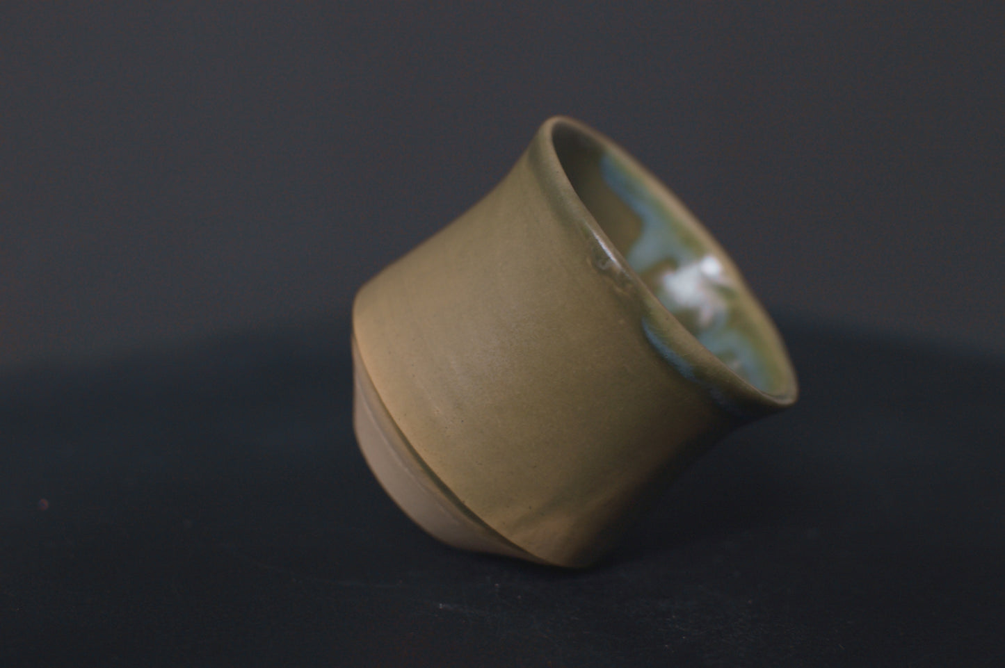 cup, jade green glaze, stoneware