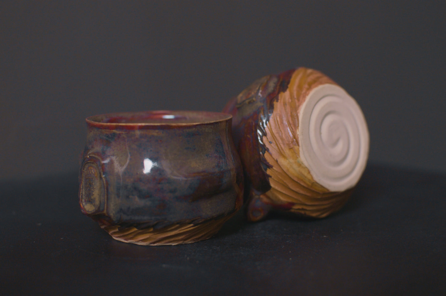 set of cups, ancient jasper glaze, stoneware