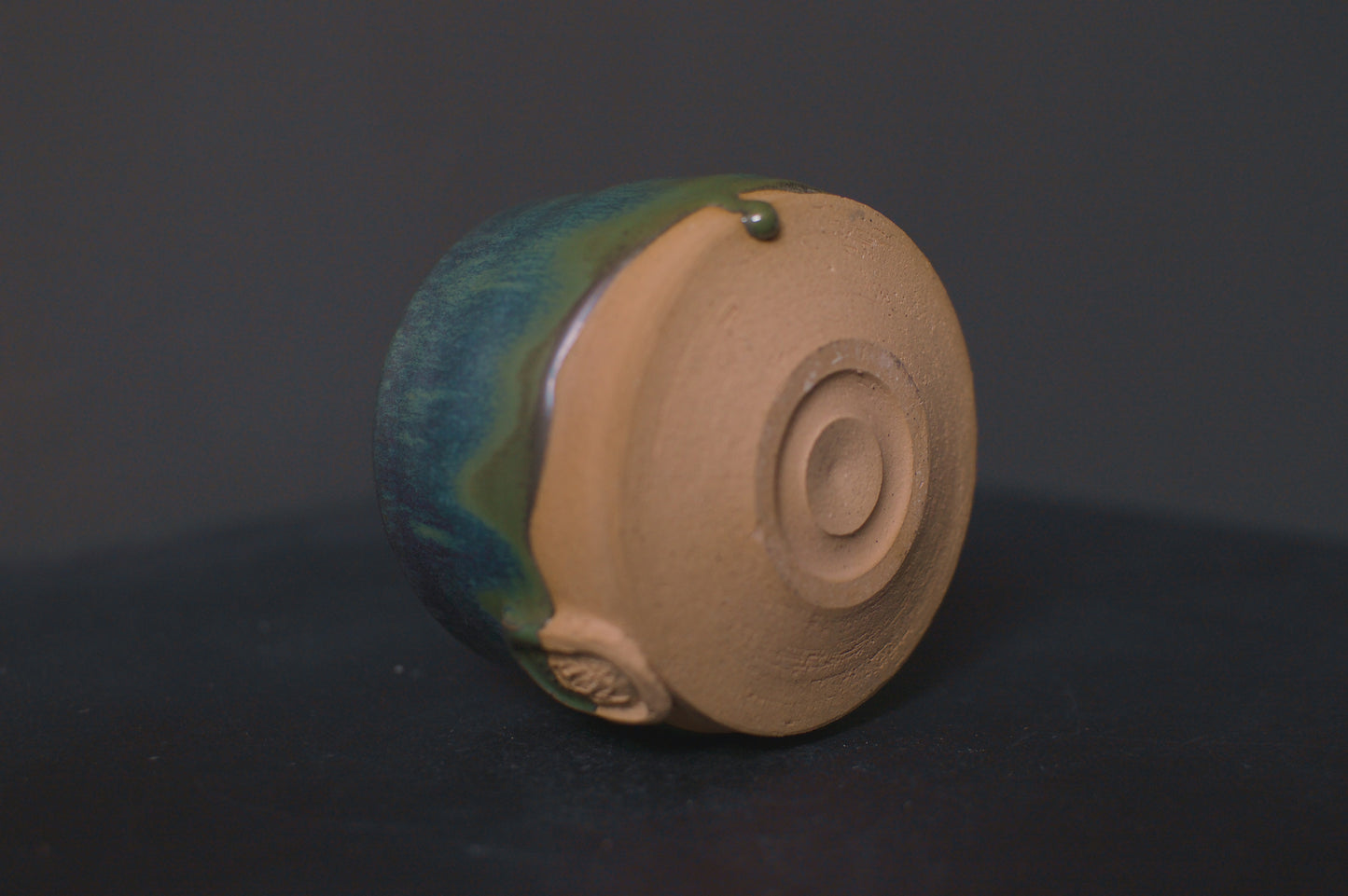 cup, green glaze, stoneware