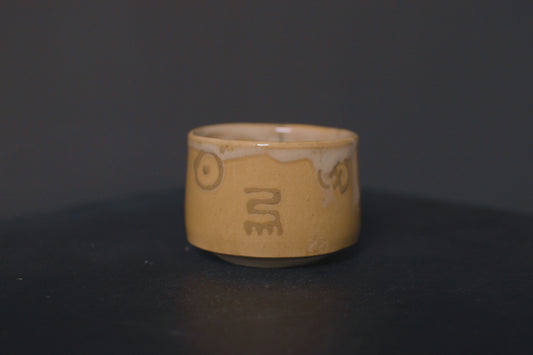 cup, birch glaze, adinkra symbols, stoneware