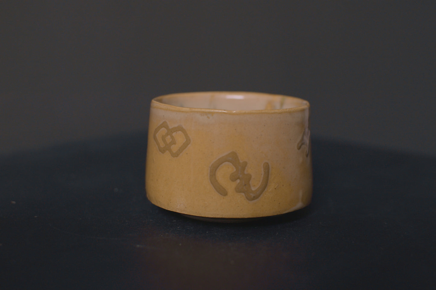 cup, birch glaze, adinkra symbols, stoneware