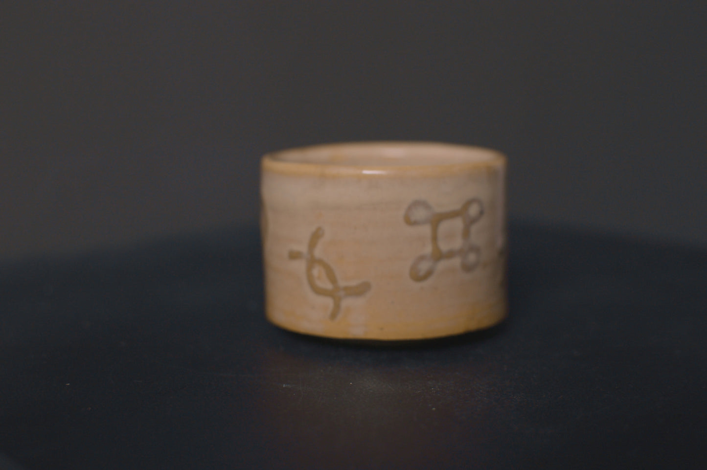 cup, birch glaze, adinkra symbols, stoneware
