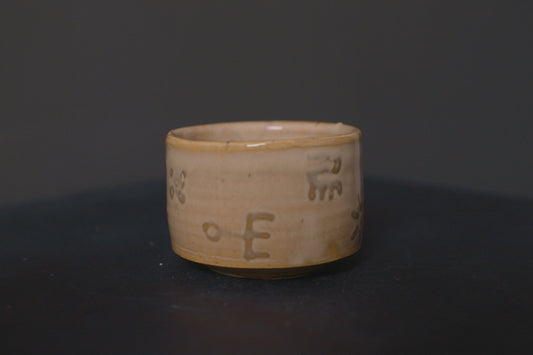 cup, birch glaze, adinkra symbols, stoneware