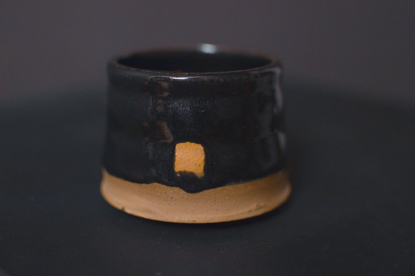 cup, black glaze, glossy, stoneware