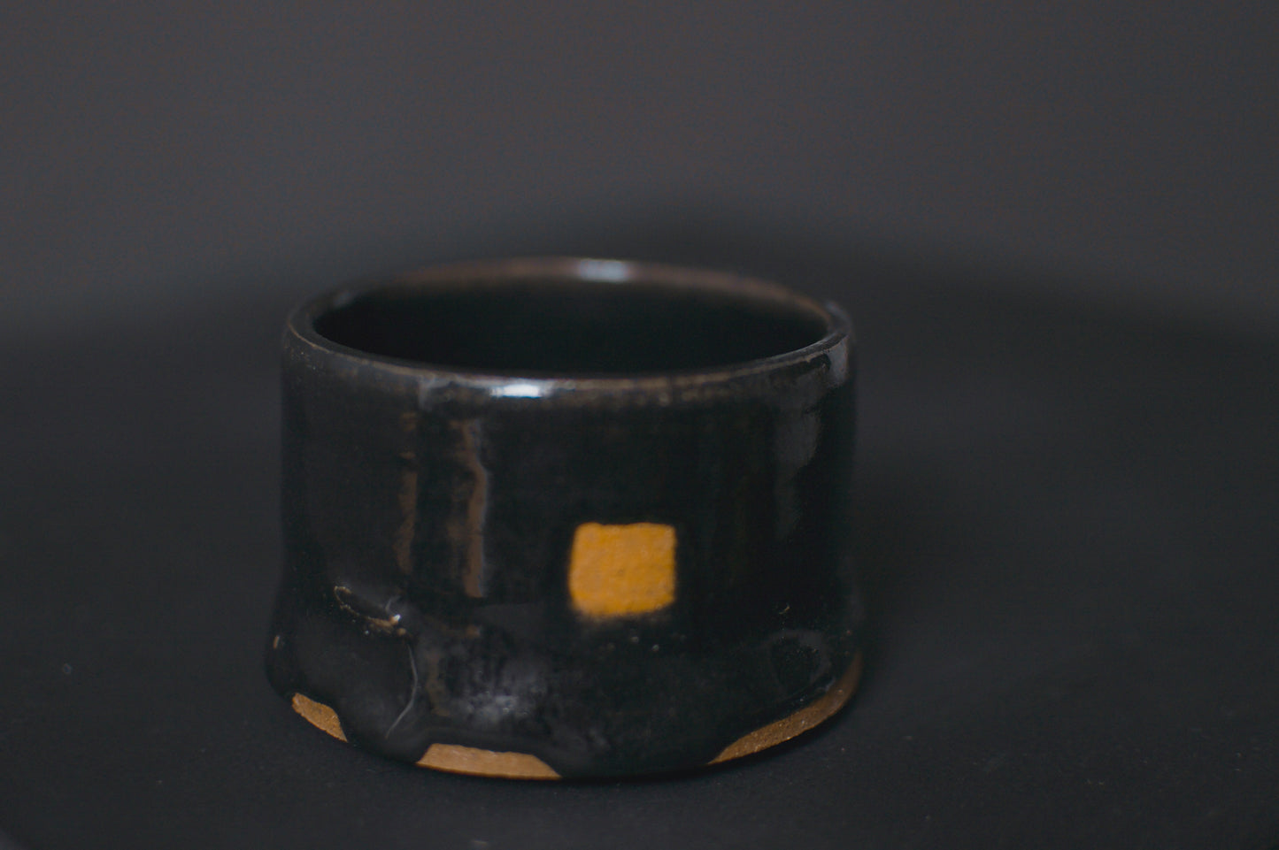 cup, black glaze, glossy, stoneware