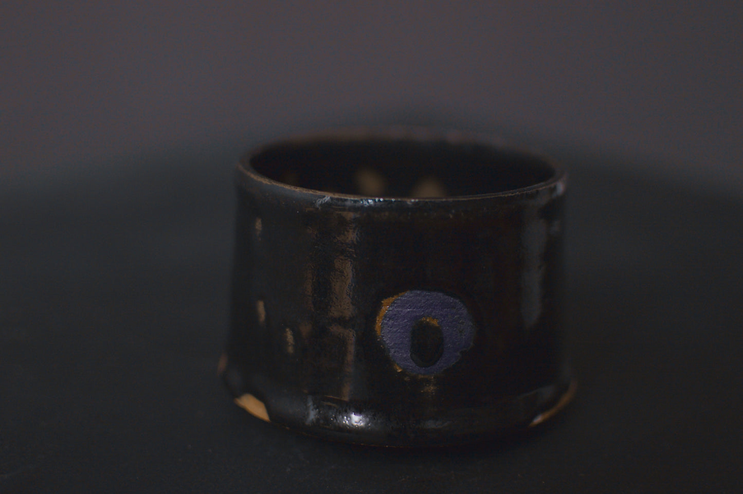 cup, black glaze, glossy, stoneware