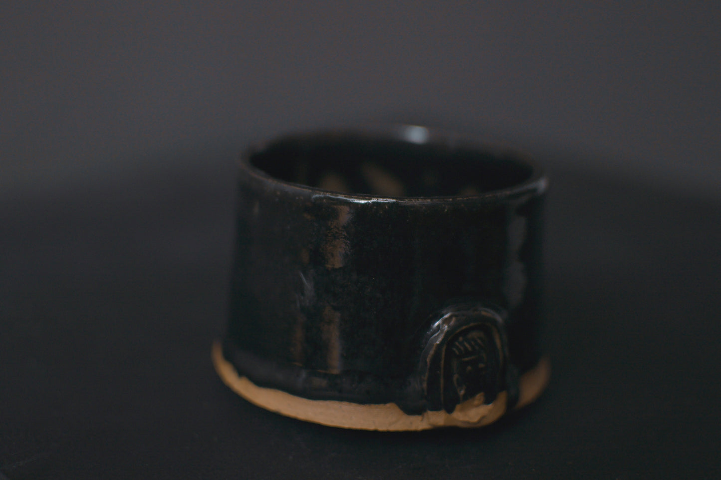 cup, black glaze, glossy, stoneware