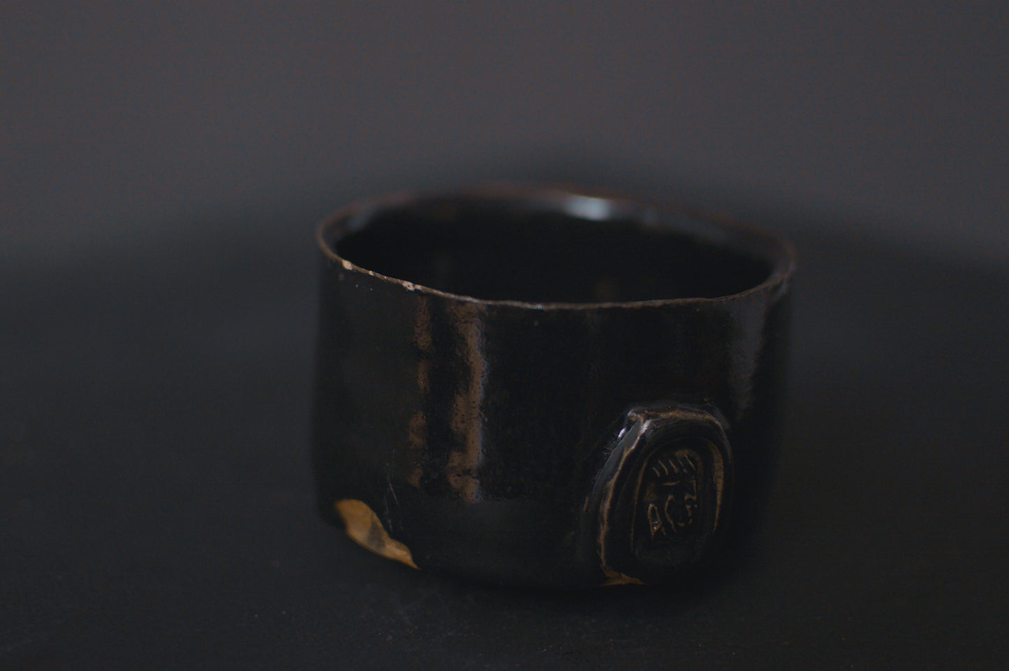 cup, black glaze, glossy, stoneware