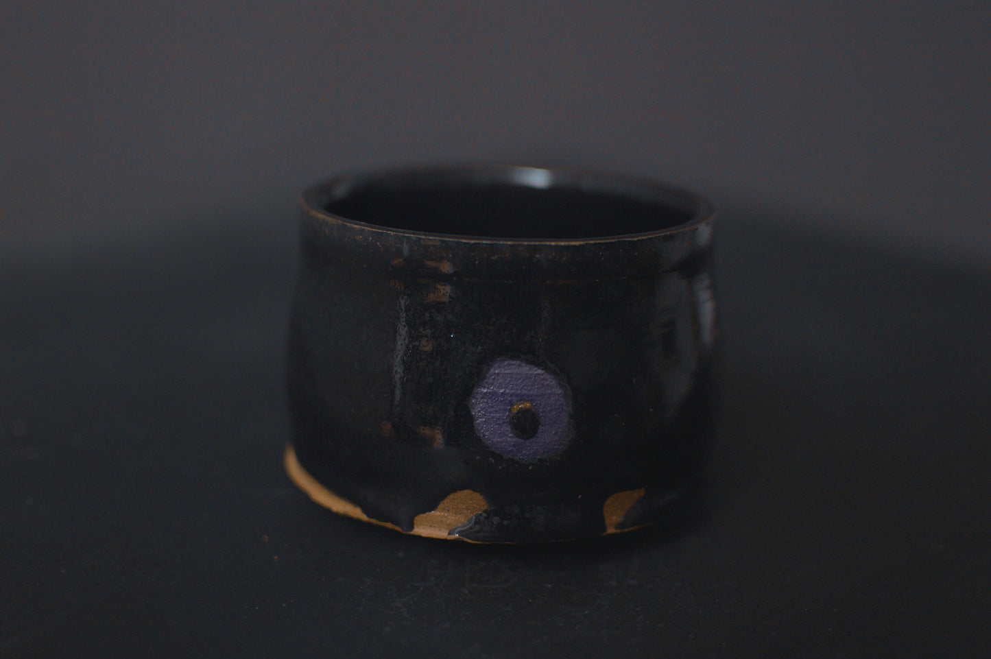 cup, black glaze, glossy, stoneware