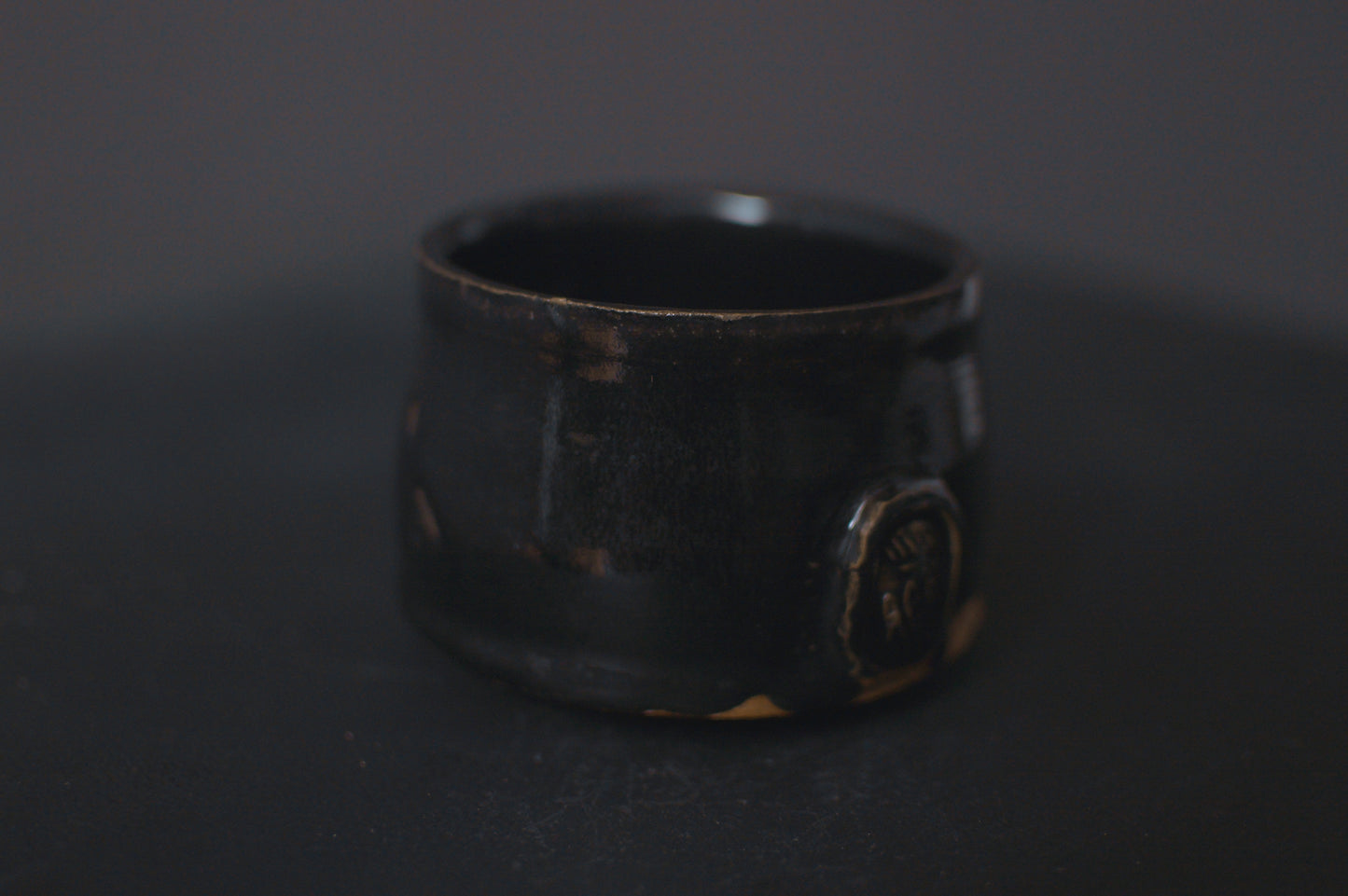 cup, black glaze, glossy, stoneware