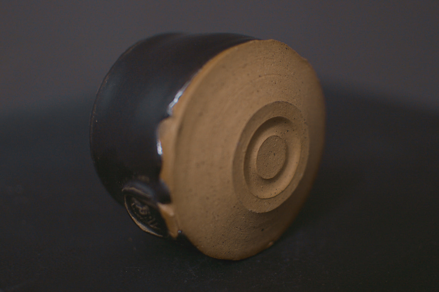cup, black glaze, glossy, stoneware