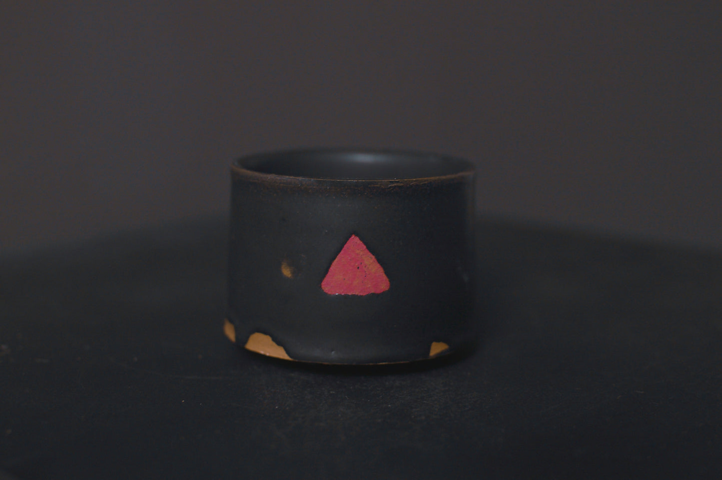 cup, black glaze, matte, stoneware