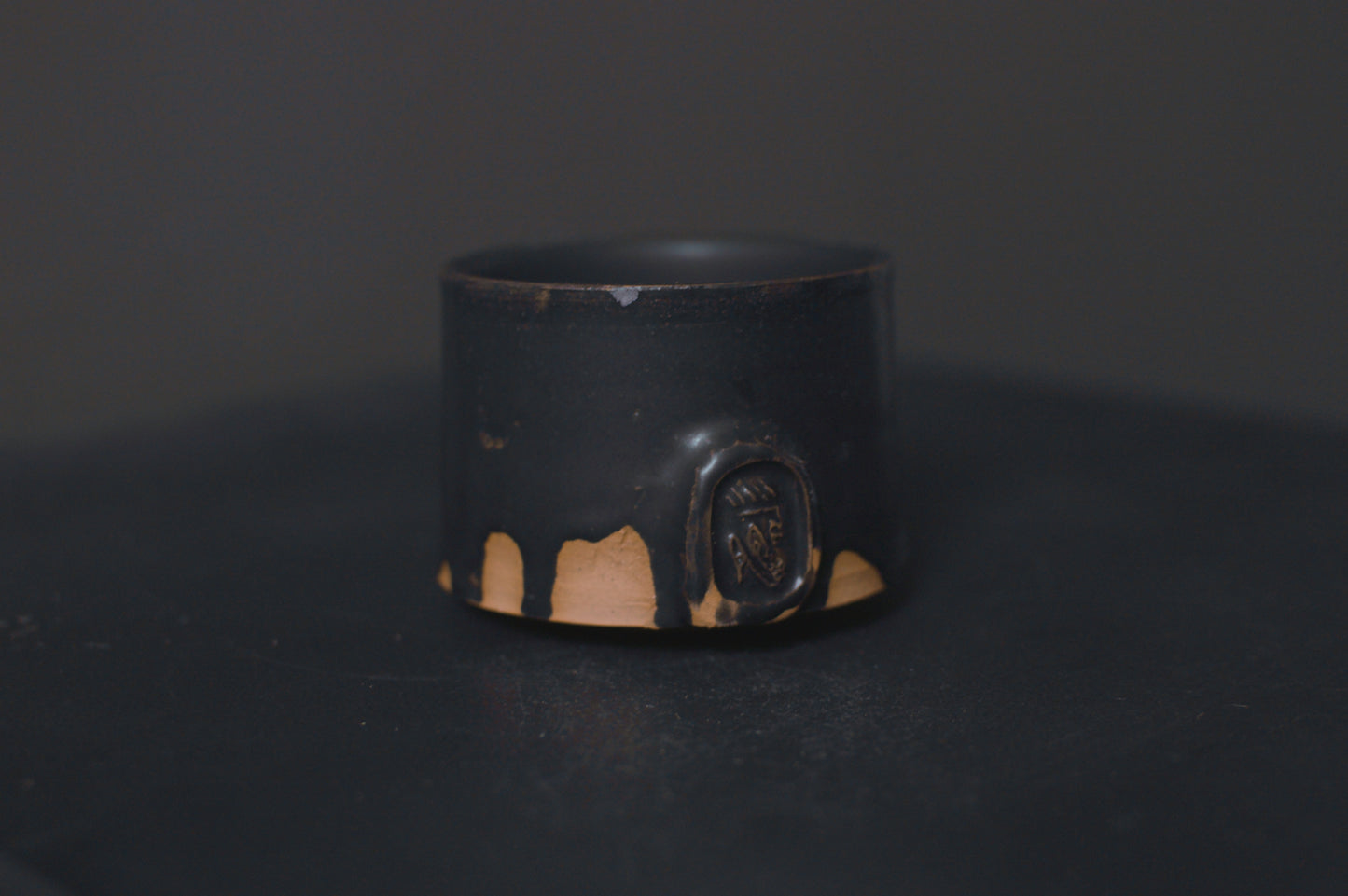 cup, black glaze, matte, stoneware
