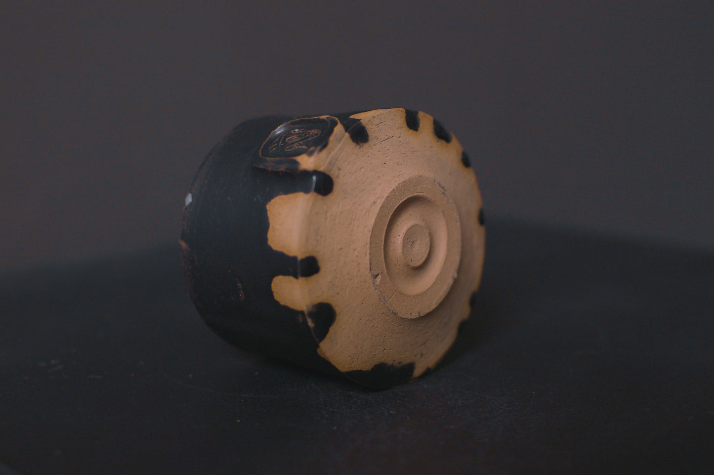 cup, black glaze, matte, stoneware