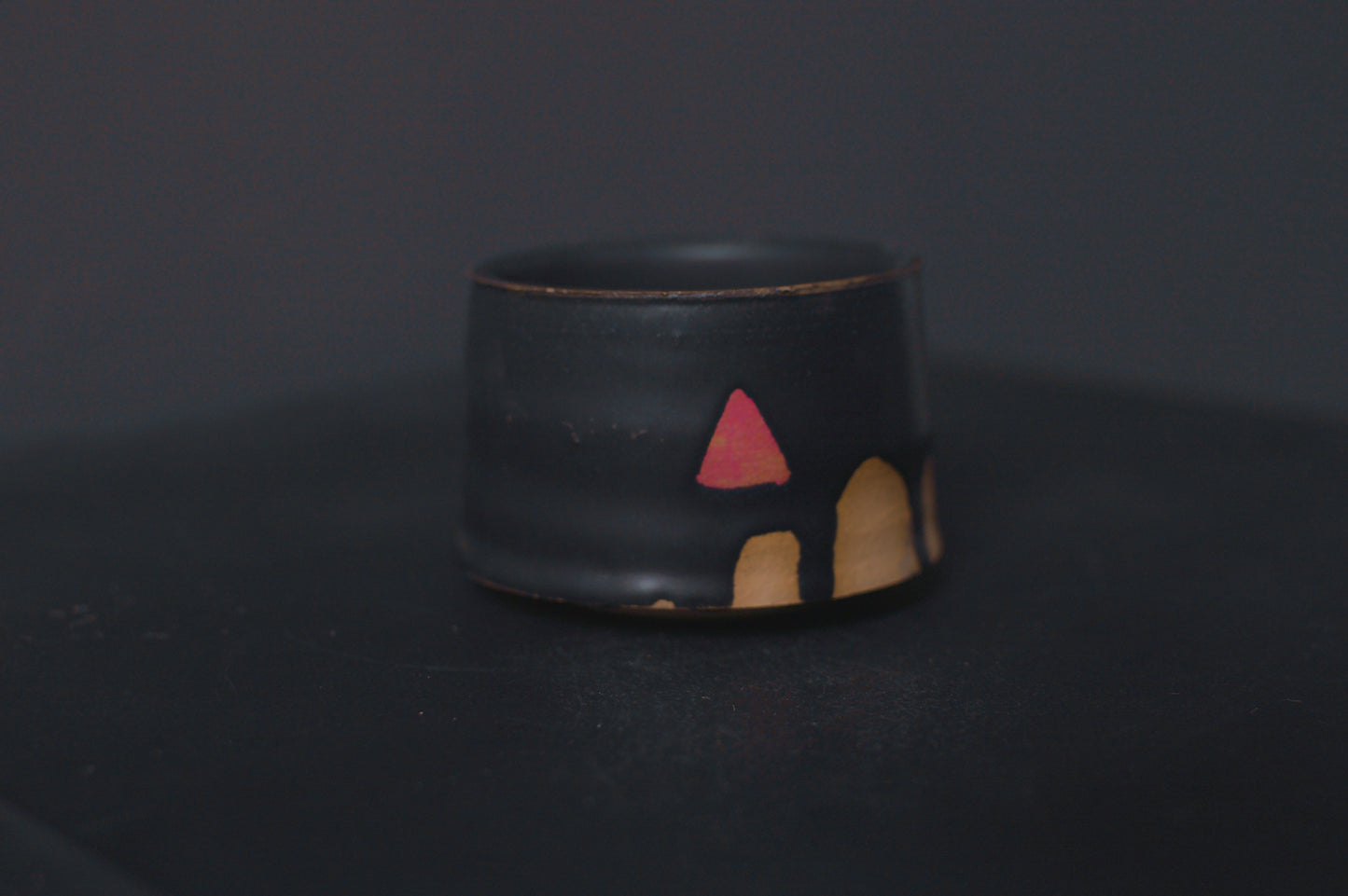 cup, black glaze, matte, stoneware
