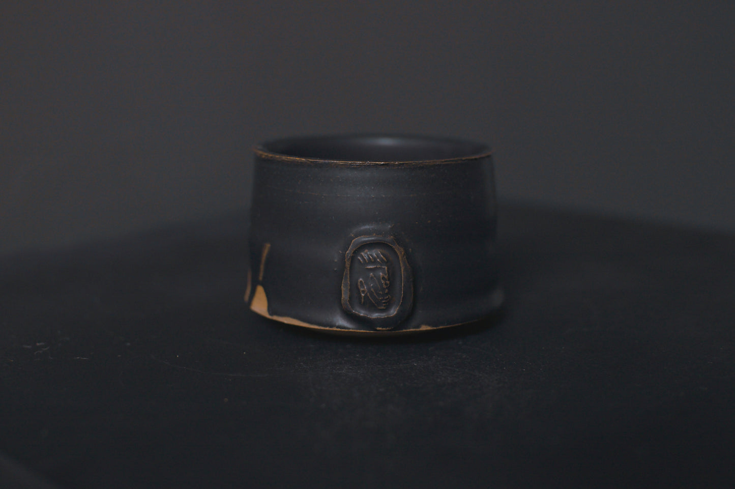 cup, black glaze, matte, stoneware