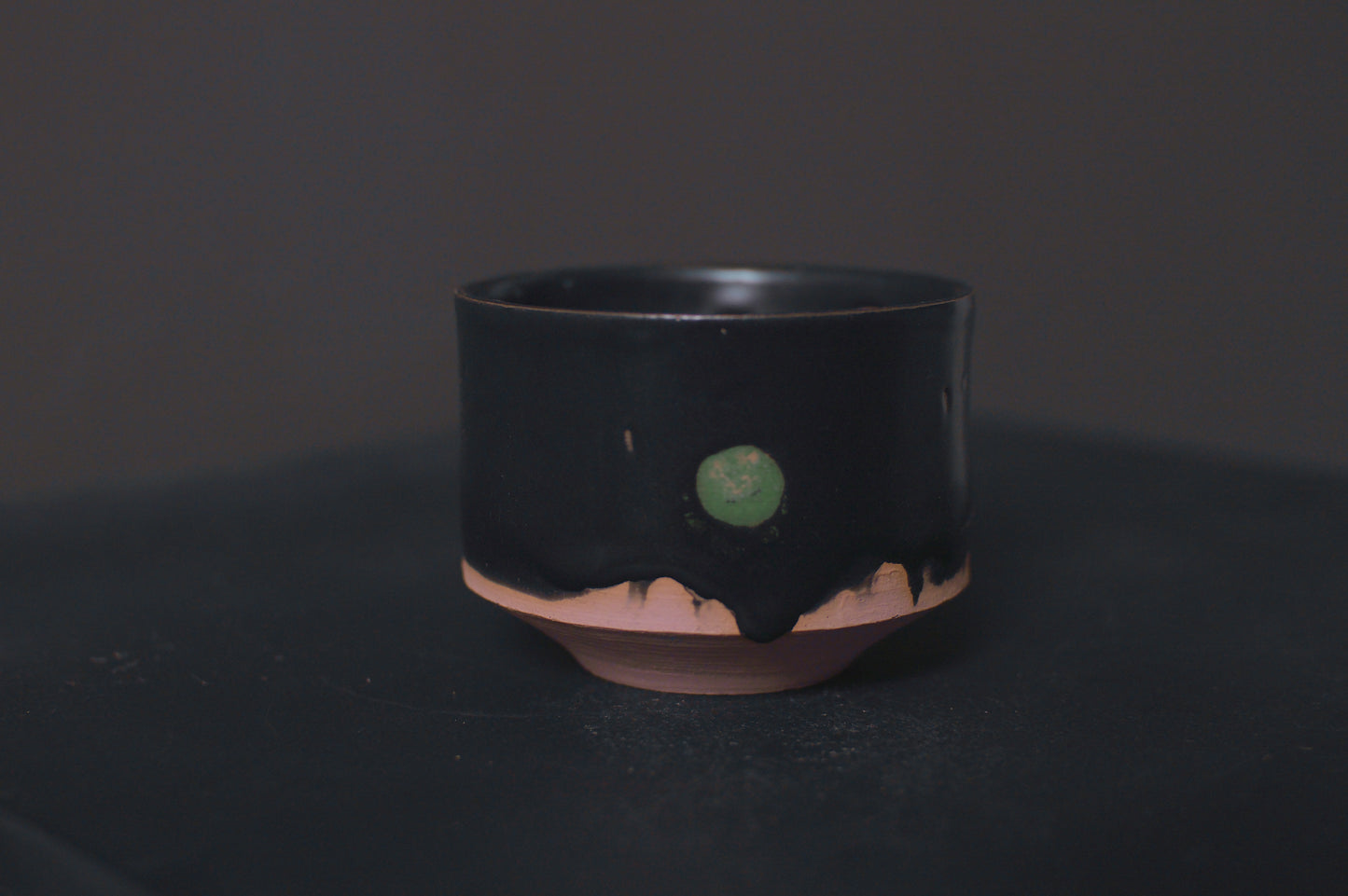 cup, black glaze, matte, stoneware