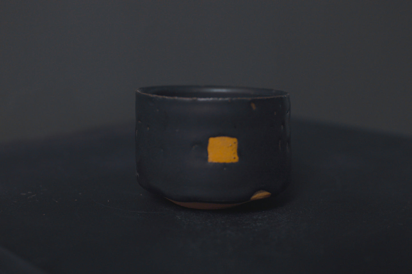 cup, black glaze, matte, stoneware