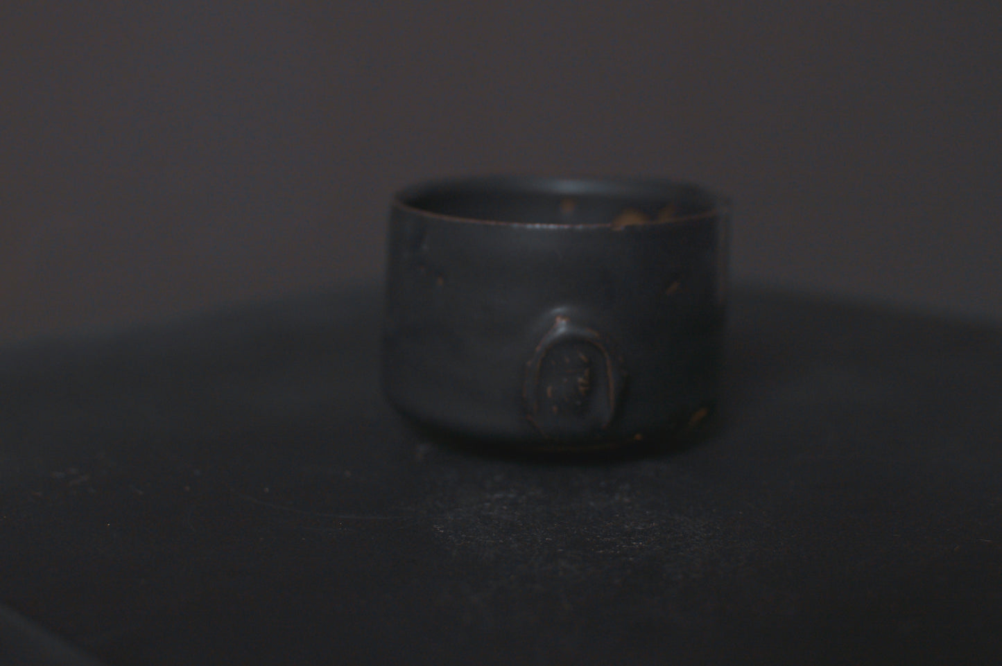 cup, black glaze, matte, stoneware