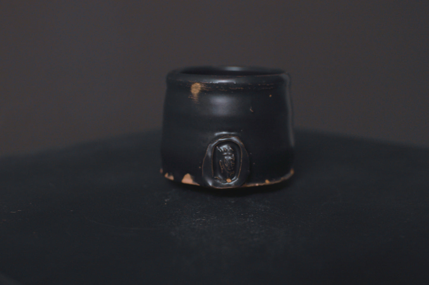 cup, black glaze, matte, stoneware