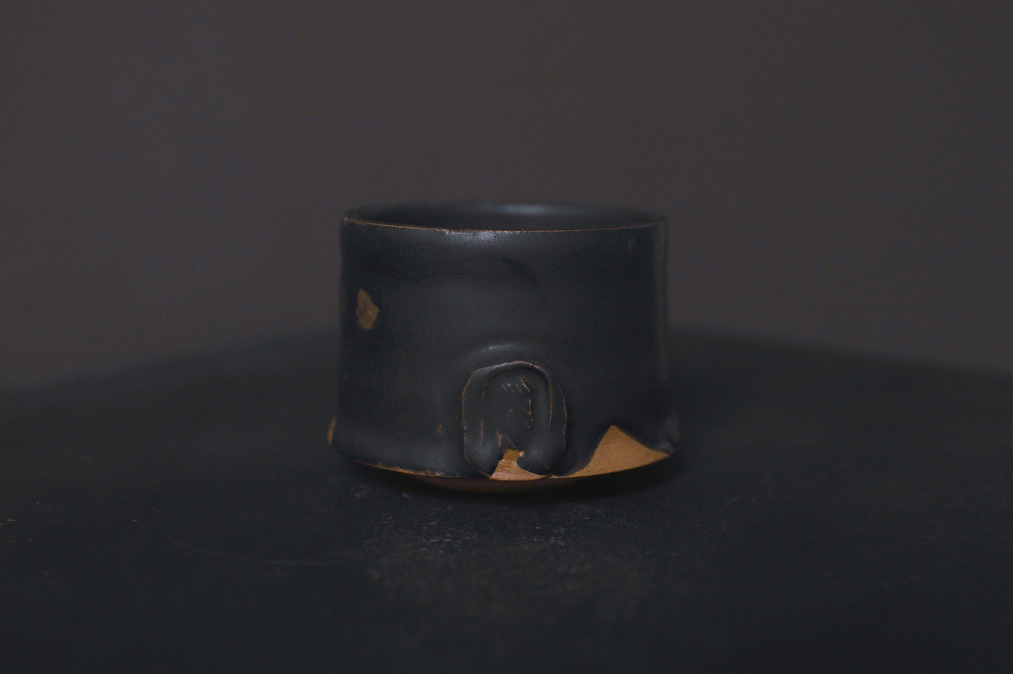 cup, black glaze, matte, stoneware