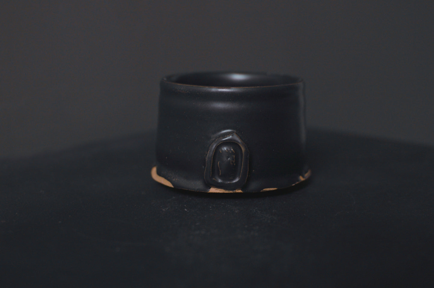 cup, black glaze, matte, stoneware