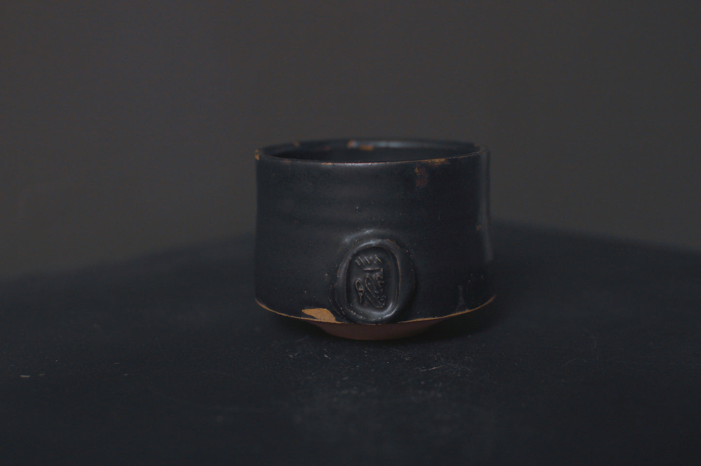 cup, black glaze, matte, stoneware