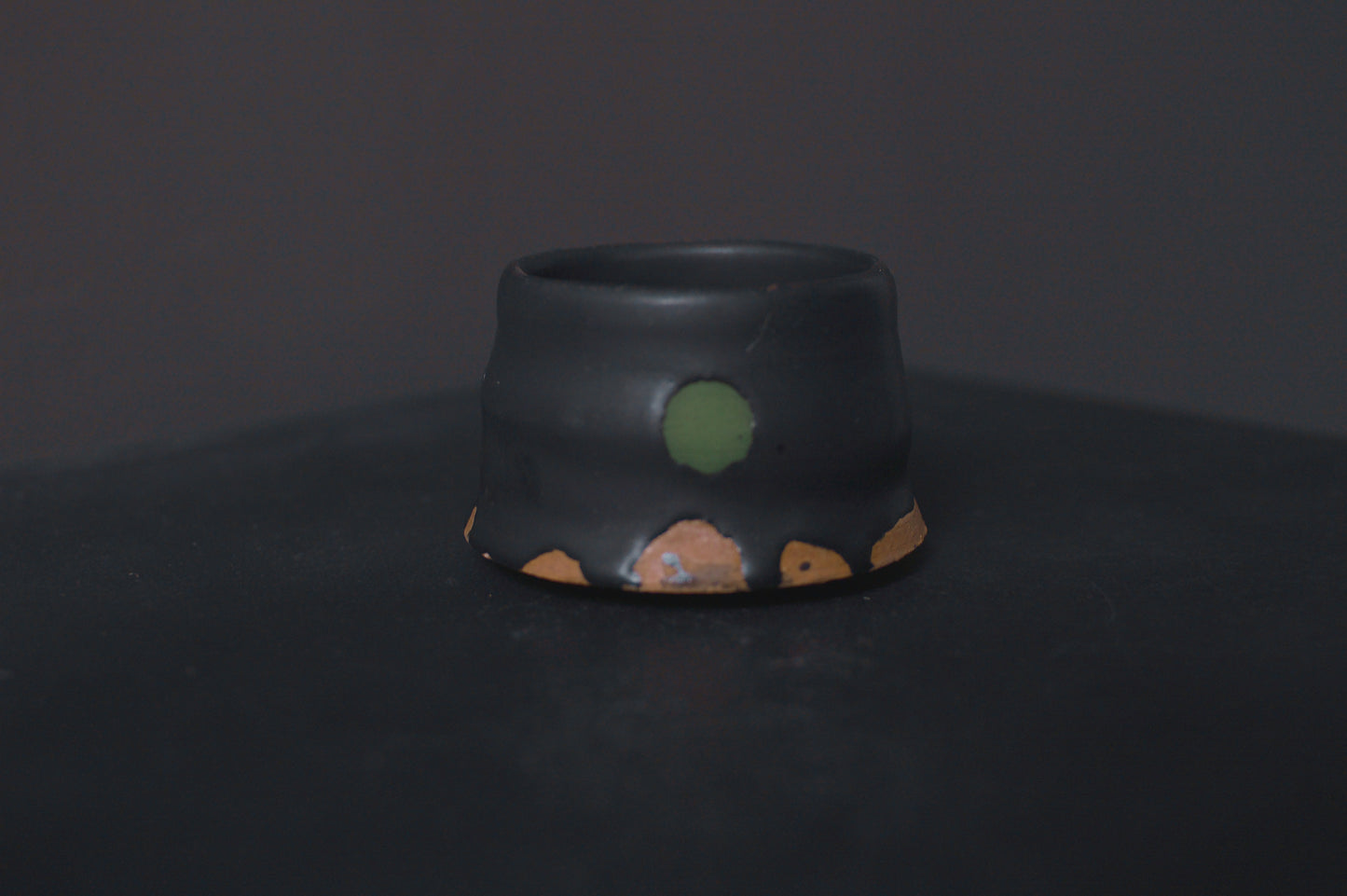 cup, black glaze, matte, stoneware