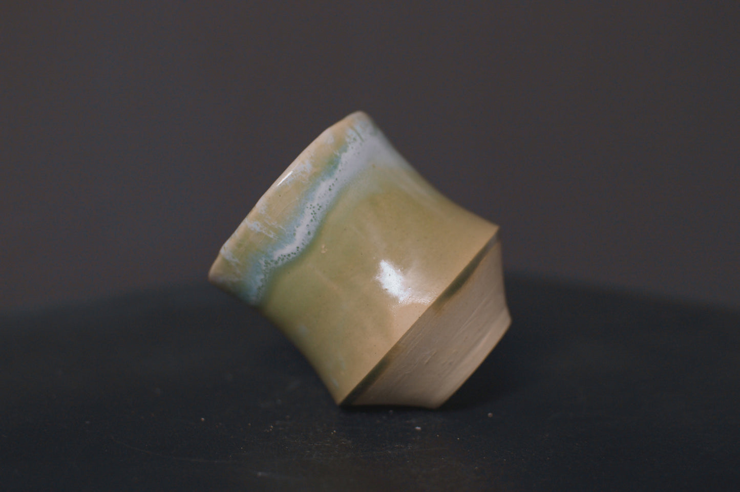 cup, jade green glaze, stoneware