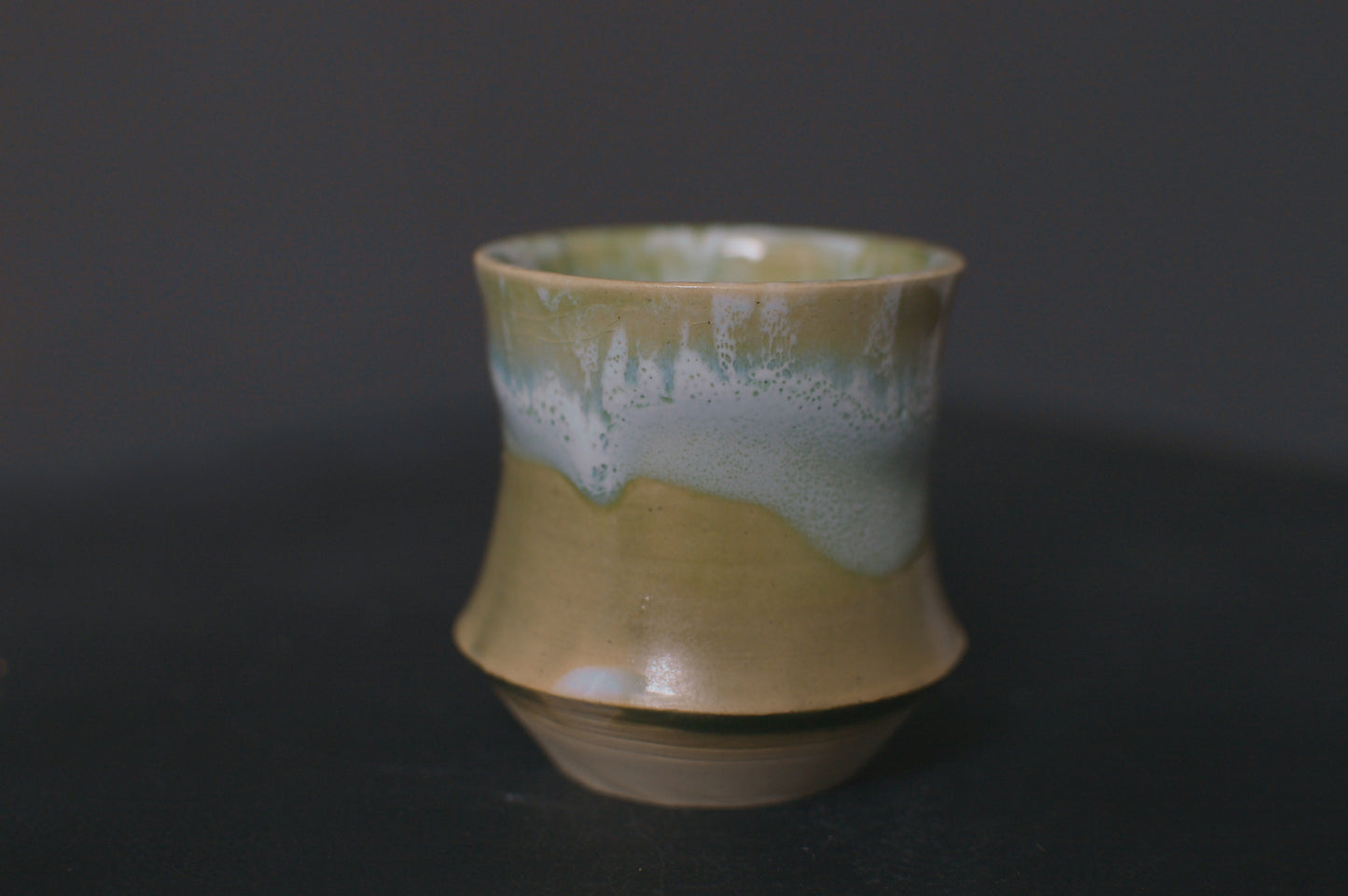 cup, jade green glaze, stoneware
