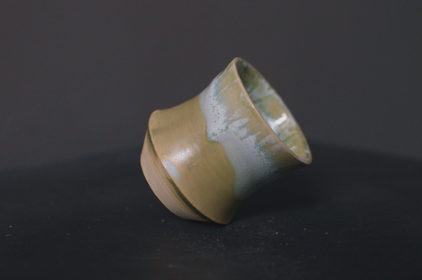 cup, jade green glaze, stoneware