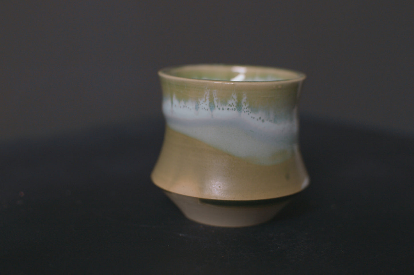 cup, jade green glaze, stoneware