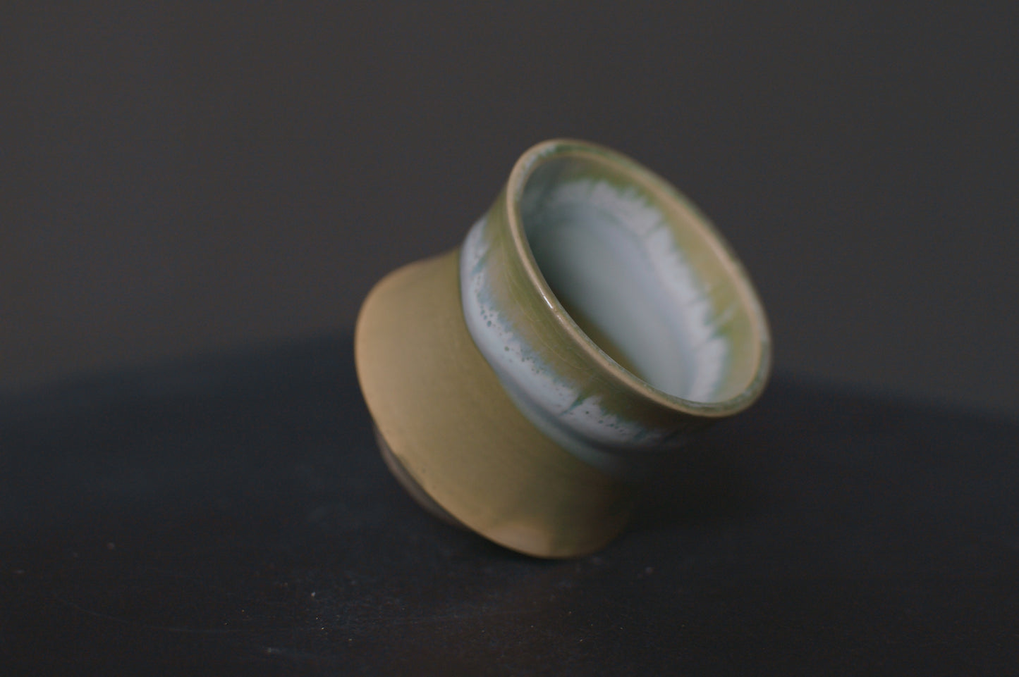 cup, jade green glaze, stoneware