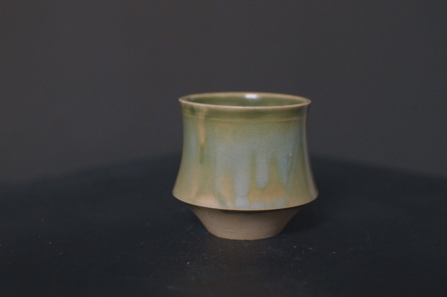 cup, jade green glaze, stoneware