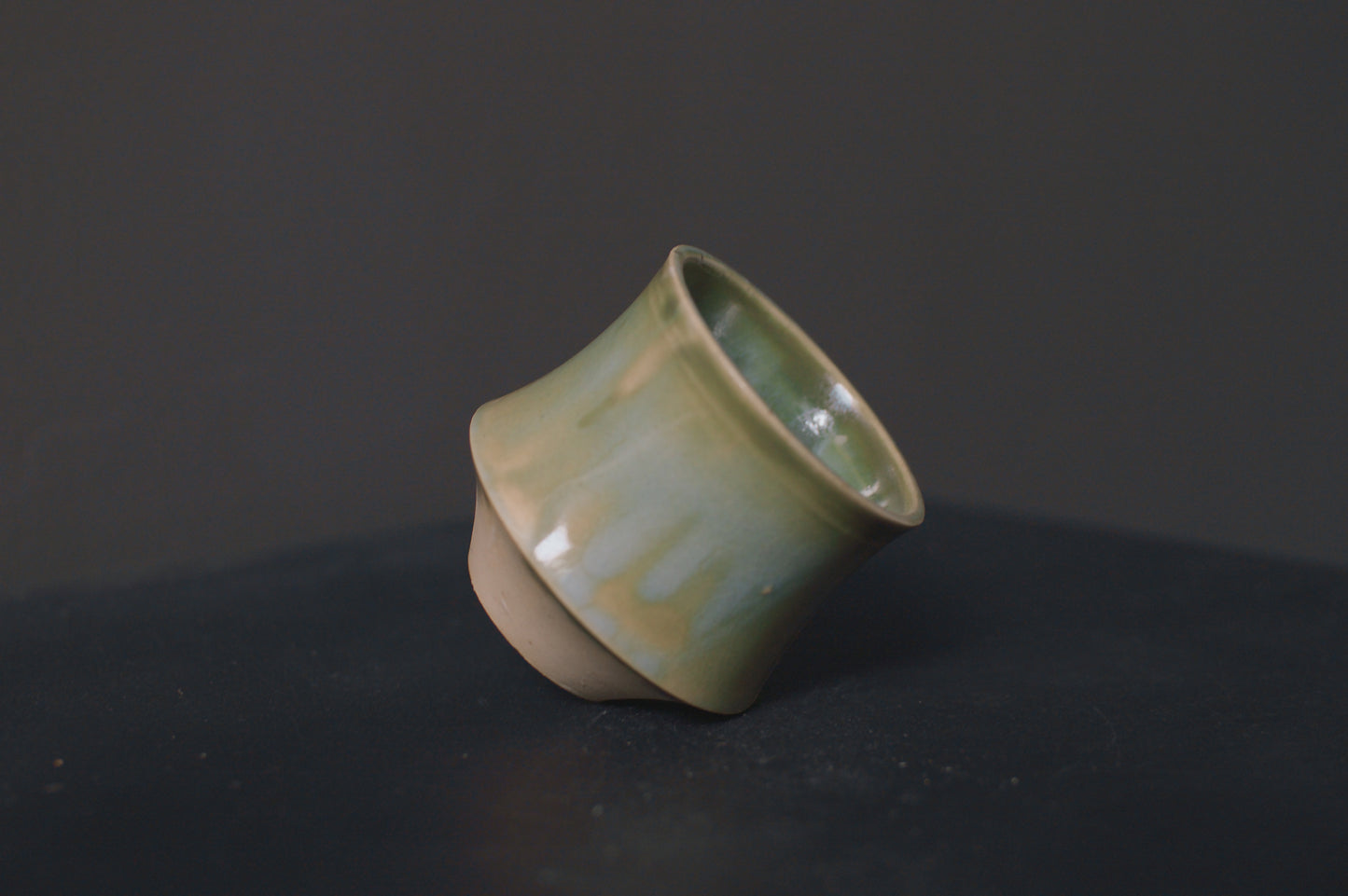cup, jade green glaze, stoneware