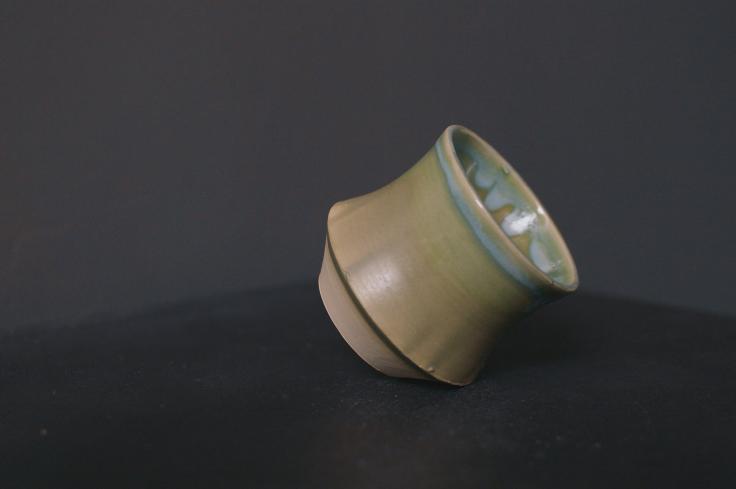 cup, jade green glaze, stoneware